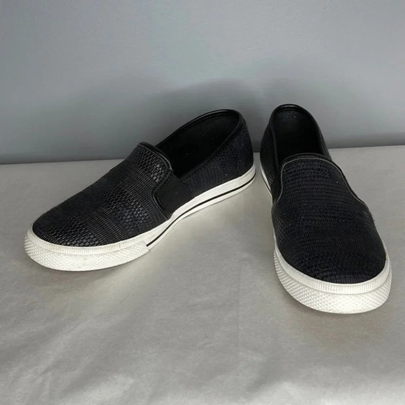 LAUREN RALPH LAUREN Jinny Slip On Sneaker Black White Weave Logo Low Top 5.5 - Picture 12 of 12